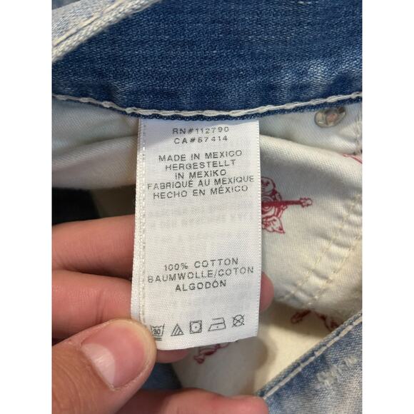 True Religion Distressed Light Wash Straight Leg Jeans Pants Y2K - Men’s 38x29 - Picture 8 of 12